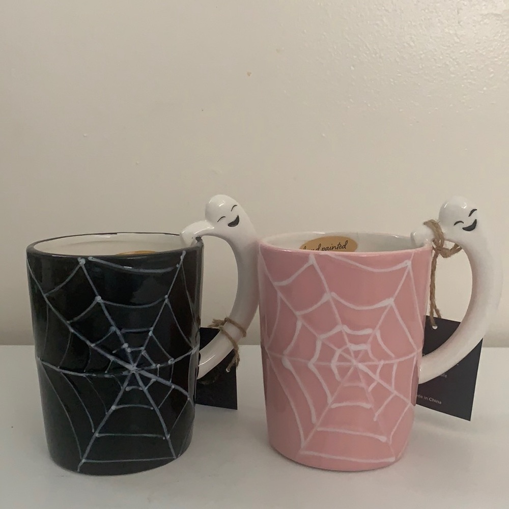 Halloween Spider Web Mugs Bundle Set Of (2) Brand New.